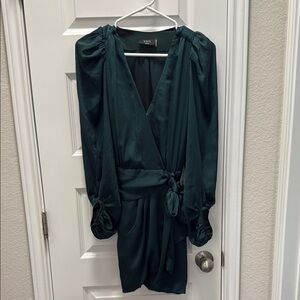 Vici Deep Green Emerald Long Sleeve Wrap Dress